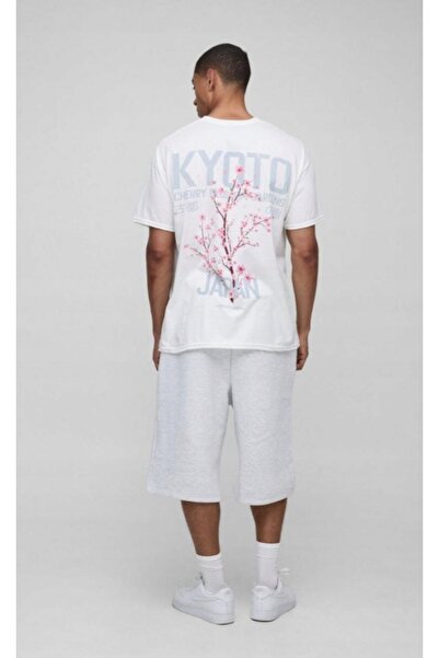 NO BRAND Tricou alb din bumbac, cu mânecă scurtă, cu imprimeu text Boohooman S
