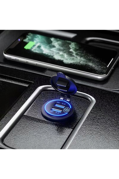 NO BRAND Încărcător auto dublu pentru priză brichetă, cu 2 porturi USB QC 3.0
