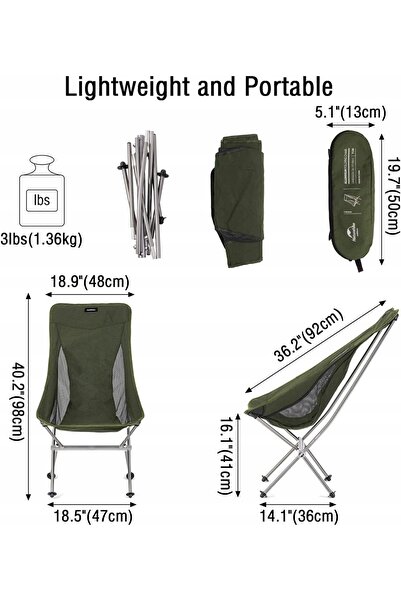 NO BRAND Scaun de camping tip lună Naturehike Yl06 Nh18Y060-Z Verde