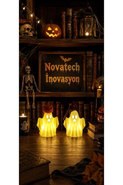 NOVATECH İNOVASYON Balkabaklı & Baltalı Hayalet Pilli Led Mum ile Kullanım De...