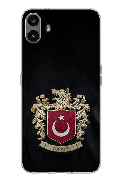 TechTree CMF Phone 1 Uyumlu Türk Sembolü Kurt ve Bayrak Desenli Baskılı Silik...