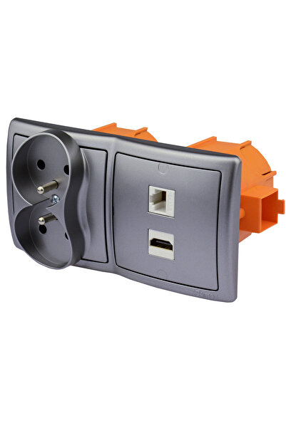 Kontakt-Simon Priză de perete HDMI RJ-45 cu alimentare la 230V