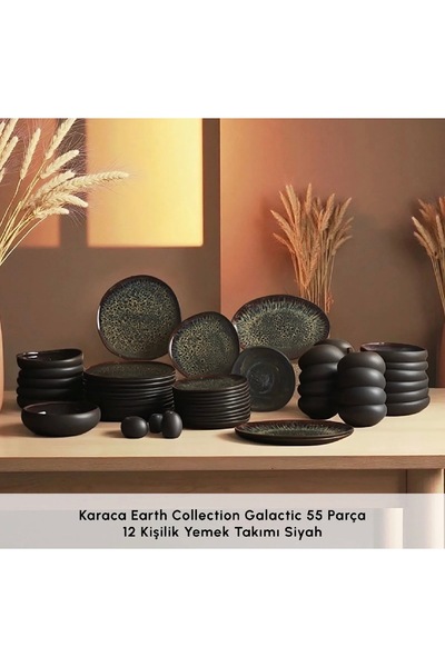 Genel Markalar Earth Collection Galactic 55 Parça 12 Kişilik Yemek Takımı Siyah