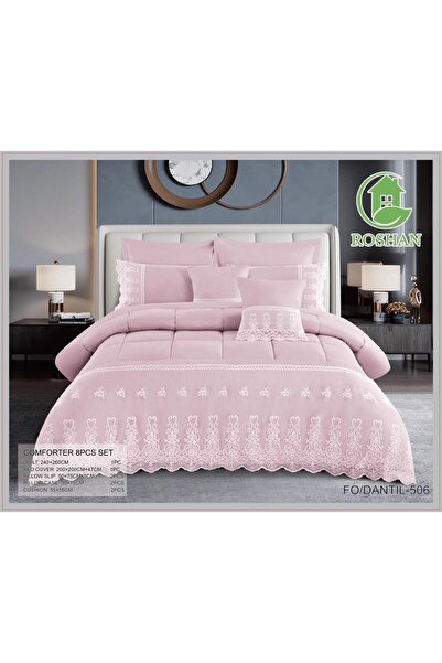 ROSHAN Embroidered Lace Bridal Quilt Set 8 Pieces - Luxurious Design with a C...