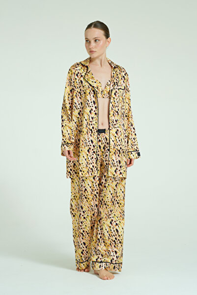 WAQUIN Golden Dune 4 Parça Saten Pijama Seti