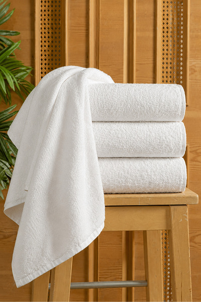 Asaf Home Set of 3 White 100% Cotton Hand and Face Towels - 50X90 Cm, Spa and...
