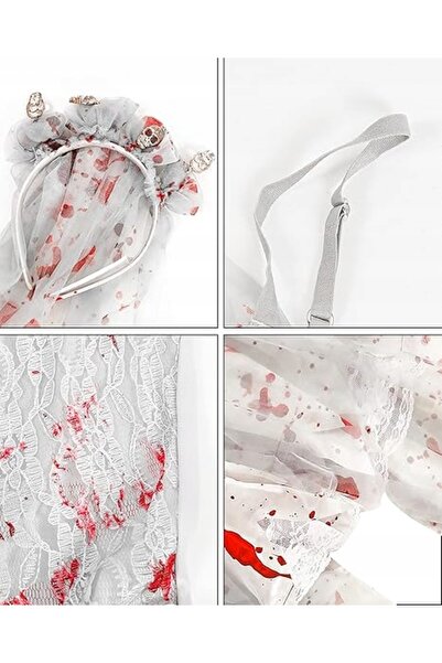 NO BRAND Rochie costum de carnaval Mireasă Zombie pentru Halloween Mărimea L ...