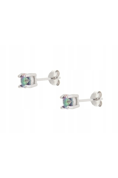 NO BRAND Cercei din argint placat cu rodiu, cu topaz mistic de 4mm