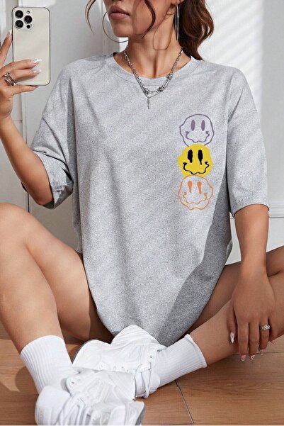 H&GHAMLEGİYİM Oversize Emoji Printed T-Shirt