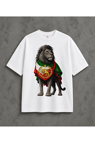 kun inaki Persian Lion Aslan Bayrak Free İran Flag Bayrak Baskılı Beyaz Unise...