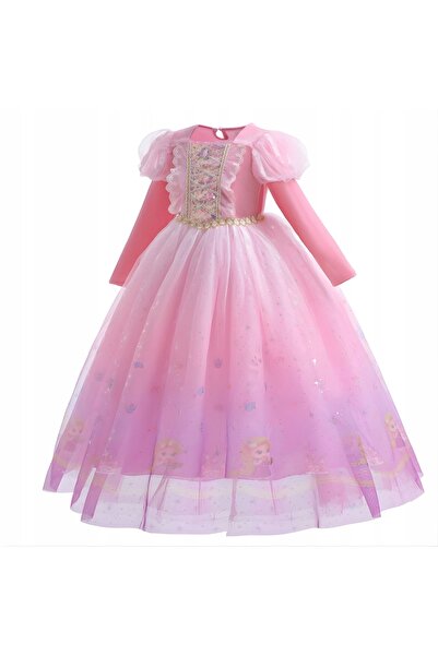 NO BRAND Set costum/cadou punk roz cu perucă și coroană aurie pentru păr 134 140