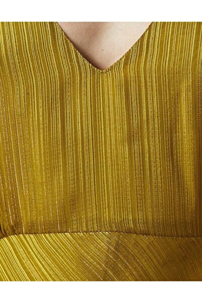NO BRAND Rochie de cocktail verde, cu design cu fir auriu, cu dungi, cu imper...