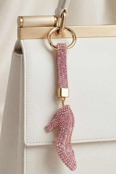 Jaida Moda Heeled Shoe Figured Bag Charm Keychain Stone Bag Charm