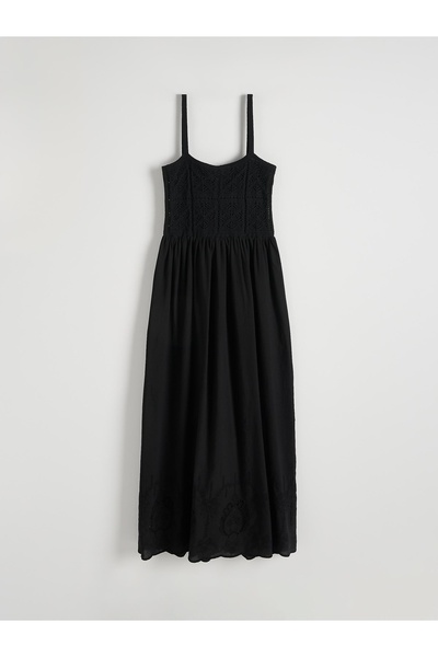NO BRAND Rochie neagră fără bretele, top împletit pufos, transparentă, XL