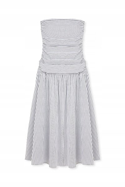 NO BRAND Rochie maxi clasică albă, cu umerii goi, cu dungi, On-Kd 38