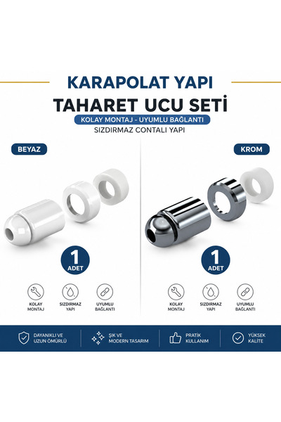 KarapolatYapı Klozet Taharet Çubuğu Ucu Seti 1 Adet Beyaz Taharet uç - 1 Adet...
