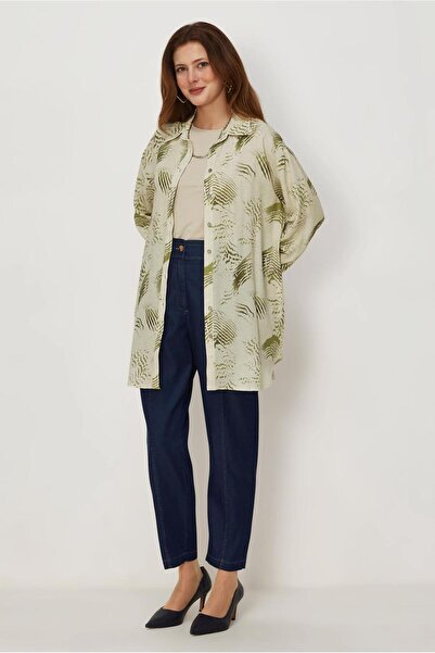 Alvina Patterned Shirt Collar Tunic 46798
