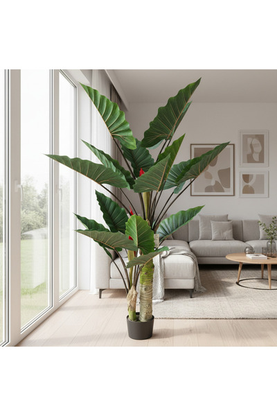 Alessandro DESIGN Decoratiune Strelitzia, 2 trunchiuri, Plastic, 190 cm, Verde
