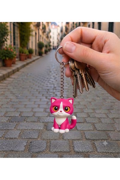 Generic Brand Cute Cat Keychain – 3D Printed Cat Figure Bag Charm