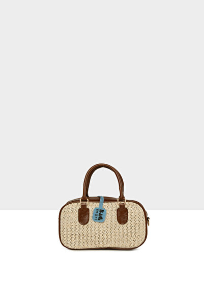 Bagmori Tan Women's Straw Decorated Cylinder Bag M000008800