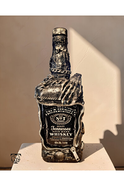 Turapia Design Gotik İskelet Eli Detaylı Dekoratif Cam Şişe 27x9 cm 3 Boyutlu...