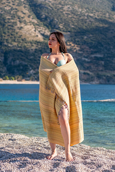 Asilex Home Collection 100% Cotton Woven Peshtemal Beach Towel 100X180 cm Lig...
