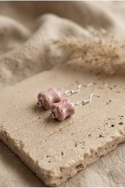 ZGNOVA Handmade Pink Ceramic Detailed Earrings