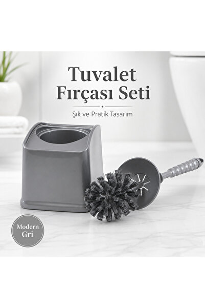 Tuvalet WC Fırçası Seti Hazneli Dayanıklı Şık Plastik Ekonomik 36 Cm