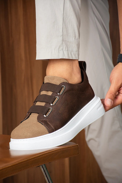 pabucmarketi Banded Suede Detailed Men's Sports Shoes Brown