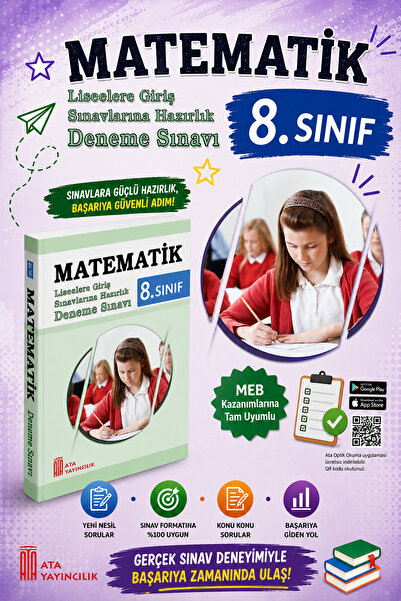 Ata Yayıncılık 8.Sınıf Matematik Liselere Giriş Sınavlarına Hazırlık Deneme S...