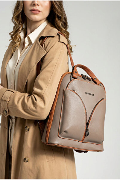 Miami Polo Club 1206 Juniper Leather Mink Tan Backpack and Shoulder Bag