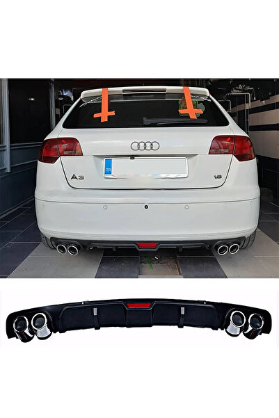 HasAkman Audi A3 8P 2003-2007 Siyah Difüzör 4 Krom Egzoz Görünümlü Difizör Ar...