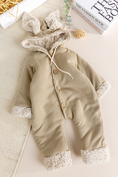 Babymod Rabbit Figured Buttoned Buttoned Welsoft Lined Baby Girl and Boy Wint...