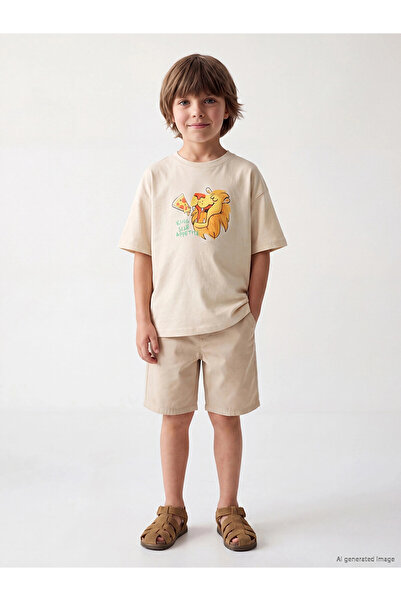 LC Waikiki Lcw Kids Yellow Crew Neck Printed Boys' T-Shirt