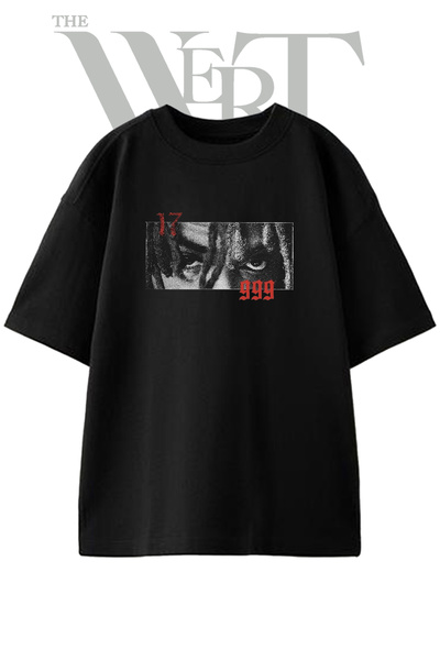 THEWERT Xxxtentacion 17 Design Printed Unisex Black Oversize T-Shirt