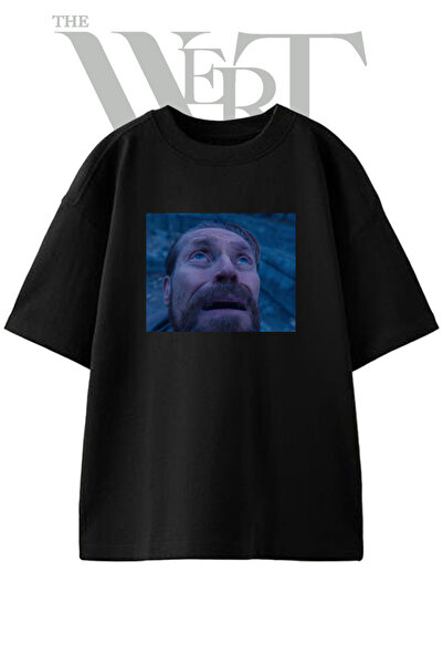 THEWERT Μπλουζάκι Willem Dafoe με στάμπα, Unisex, μαύρο, oversized
