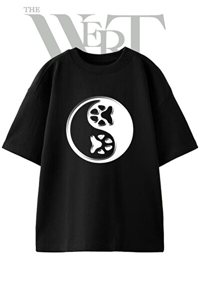 THEWERT Dizajn Yin Yang šapa, štampana unisex crna majica prevelikog kroja