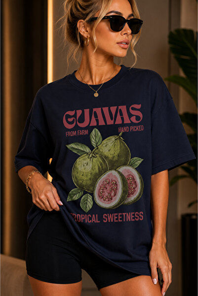 FECCY Premium guava majica sa printom, oversize ženska majica, pamučna oversi...