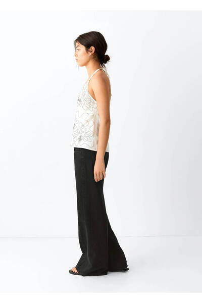 Mango Teen Dikişli wide leg jean pantolon