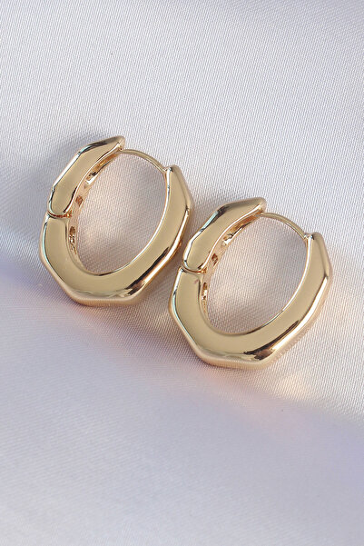 Mega Bazaar أقراط نحاسية ذهبية اللون على شكل عظمة سميكة
