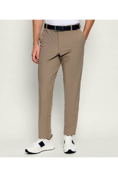 BOSS Men's Regular Fit Straight Leg Beige Trousers