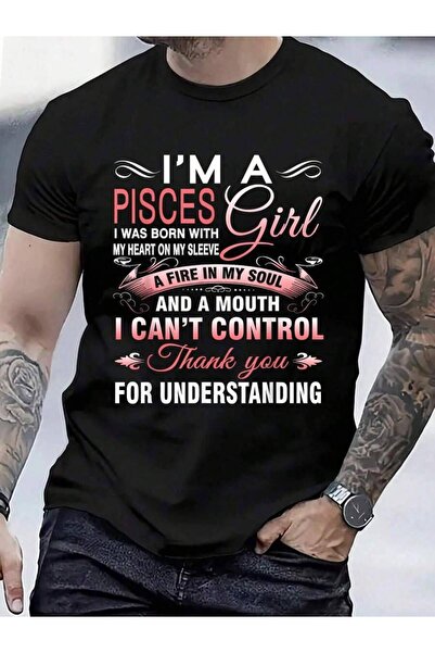 4Car تي شيرت 100% قطن مطبوع عليه I'm Girl Born In Pisces هدية عيد ميلاد للرجا...