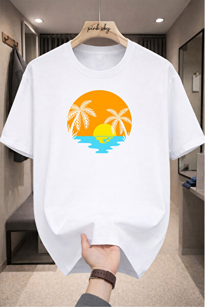 Pink Sky Premium Oversize T-Shirt 100% Cotton Unisex Comfortable Fit Trending...