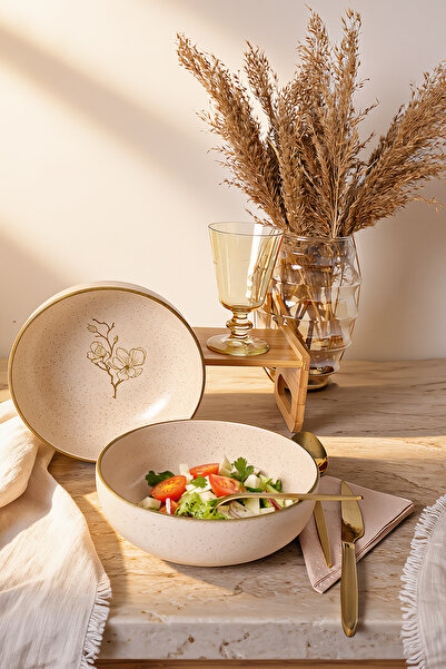 Keramika Taupe Bloom Salad Bowl 18 cm 2 Pieces 22519