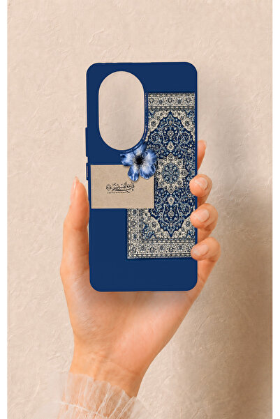 Vip Case Honor 200 Pro 5G Uyumlu Mavi Etnik Halı Desenli Silikon Kılıf