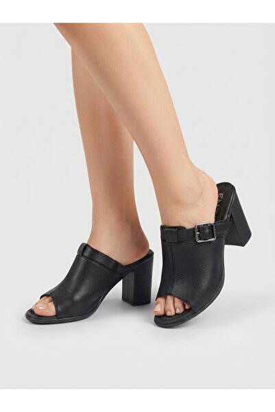 Rüya Shoes نعال نسائية بكعب سميك من الجلد الطبيعي - 9 سم