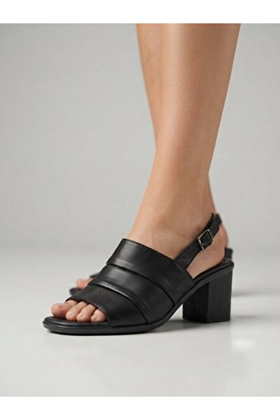 Rüya Shoes صندل نسائي مريح بكعب عالٍ من الجلد الطبيعي - 6 سم