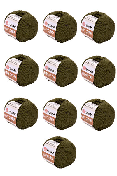 Yarnart Baby Cotton 10 Pieces Hand Knitting Yarn (443 Khaki) 50% Cotton 50% A...