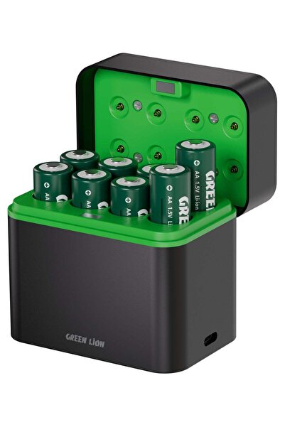 Green Lion Rechargeable AA Batteries 8-Pack with USB-C Charging Dock 1970mAh ...