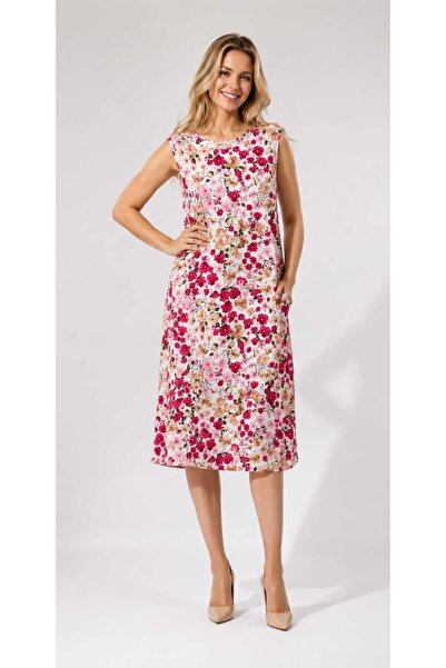 SSO Colorful Floral Patterned Lycra Zero Sleeve Thick Strap Hidden Double Poc...